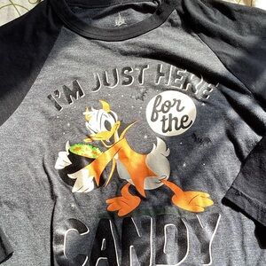 Disney Black and Gray Donald Duck 3/4 Sleeve Halloween Tee